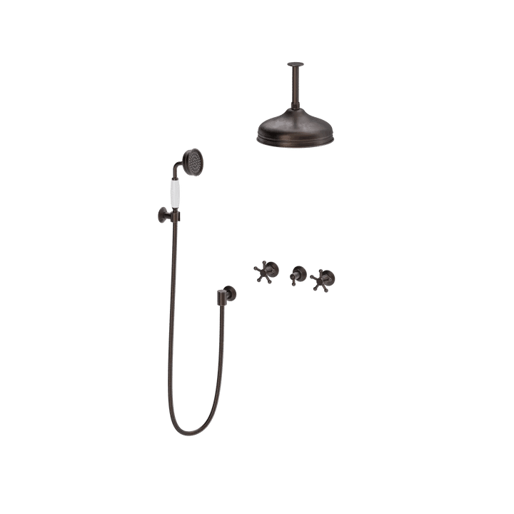 Toni Copenhagen Christiansborg brusearmatur til indbygning med hovedbrus Ø220 - bruneret messing