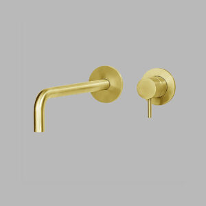 d line Håndvaskarmatur med L-tud inkl. indbygningssæt, 5,7 l/min - 250mm - poleret messing