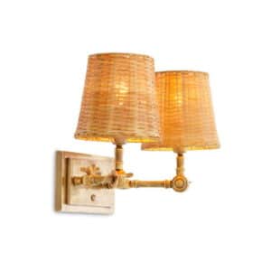 Wentworth væglampe dobbelt messing/rotting